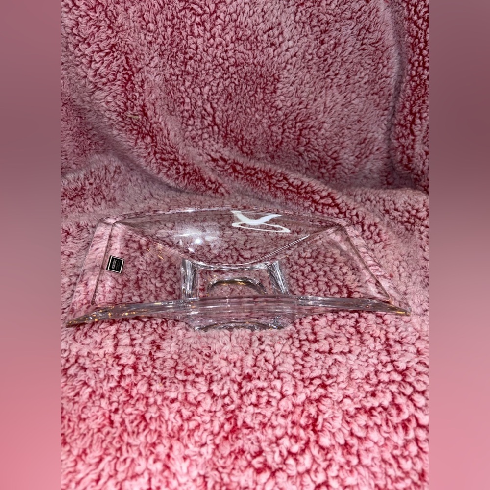 Nambe Rectangular Crystal Bowl 11 1/2" x 6 1/4" x 3" With Tags/Etched​​ - Picture 2 of 7